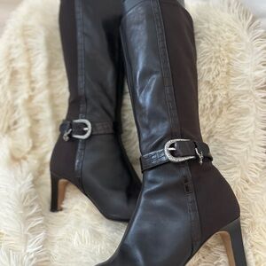 BRIGHTON Rachel Brown Leather and Nylon Tall Boot